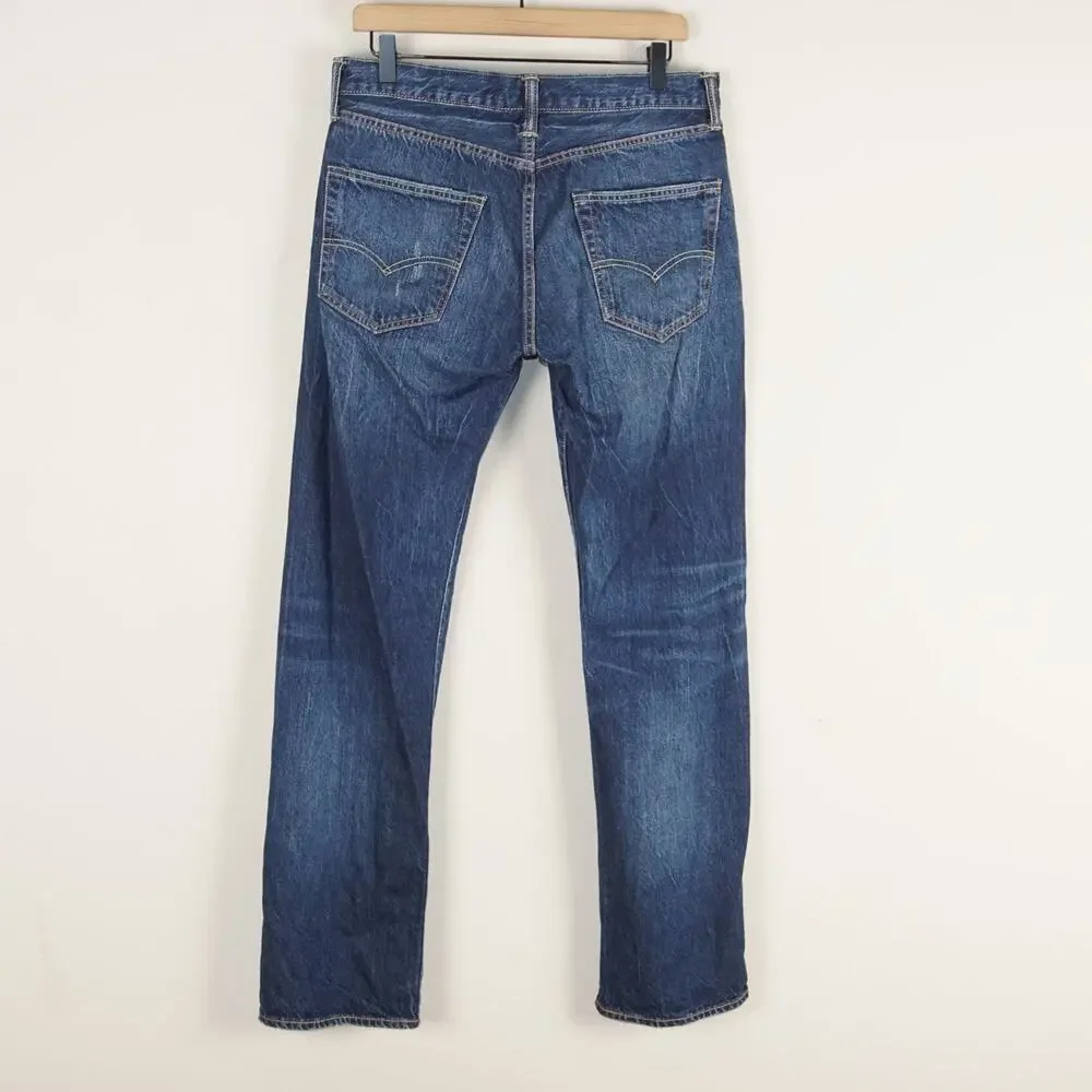 Levis 501 Original Fit Selvedge Blue Button Fly Straight Leg Jeans Sz 32 x 32